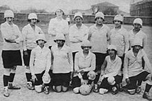 Some members of Rio de la Plata, the first female football team of Argentina, pictured in Buenos Aires in 1923 Rio de la Plata-Futbol femenino-01.jpg