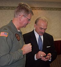 Bleier signs an autograph at the North Dakota National Guard's 2009 Safety Conference in Bismarck. RockyBleierAutograph.jpg
