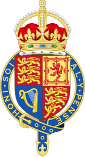 Royal Arms of the United Kingdom (Tudor Crown, Gaelic harp & Garter).svg
