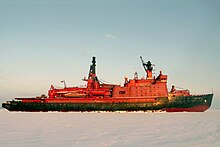 The 1975-built Arktika, the first surface ship to reach the North Pole, during a 2006 cruise Russian Nuclear Icebreaker Arktika.jpg