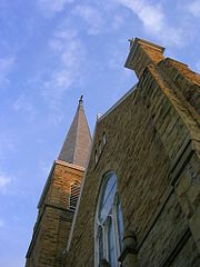 Facade of St. Mary's. Note the original steeple.