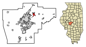 Location of Riverton in Sangamon County, Illinois.