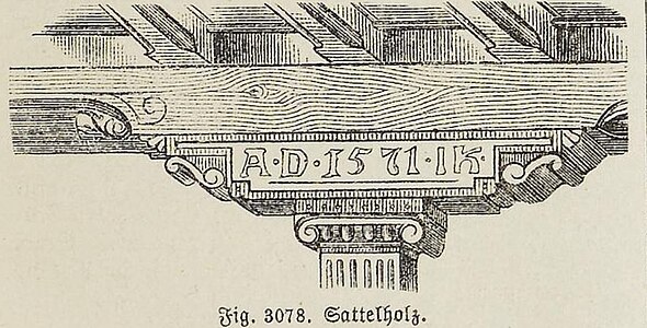 Renaissance-Sattelholz, mit Schnitzwerk verziert[10]