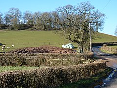 Scene at the junction of the drive to The Court Farm, near Onen - geograph.org.uk - 3849561.jpg