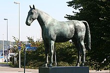 This sculpture of the Holsteiner jumper, Meteor, stands in Schleswig-Holstein's capital city of Kiel. Sculpture Hans Kock Meteor in Kiel.JPG