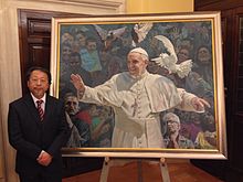 Shen Jiawei, Portrait of Pope Francis presented to His Holiness on 28 April 2014- 2014-04-28 23-20.jpg