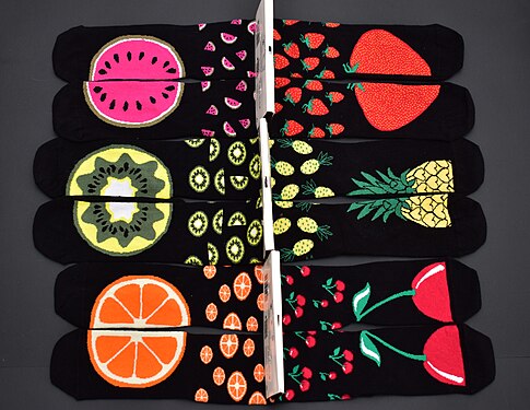 Socks with fruit.