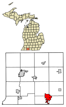 St. Joseph County Michigan Incorporated and Unincorporated areas Sturgis Highlighted.svg