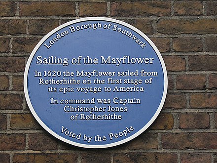 St Mary, Rotherhithe - Mayflower plaque