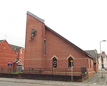 The new St Michael's, completed in 1995 St Michael and All Angels Cardiff.jpg