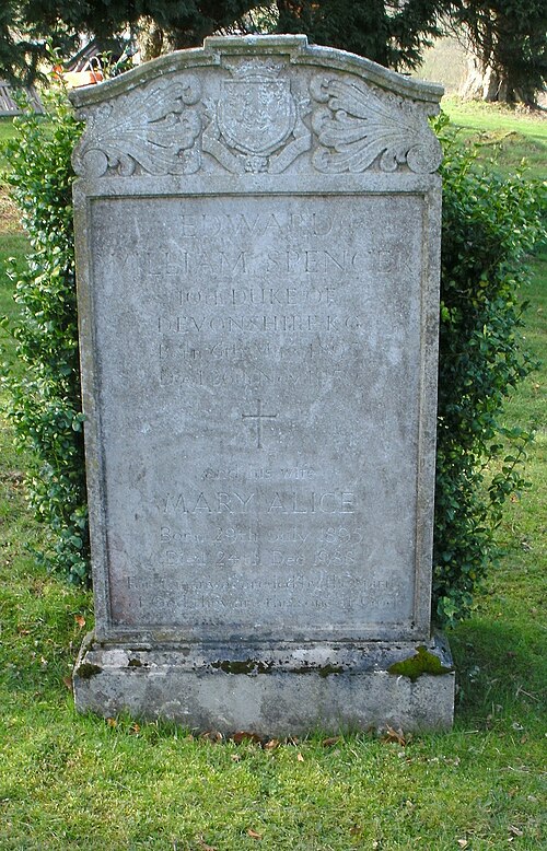 St Peter's Churchyard, Edensor - grave of Edward, 10th Duke of Devonshire, KG, MBE, TD (1895–1950)