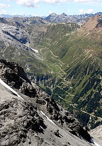 La rampa este vista desde Payerhütte (3029 m)