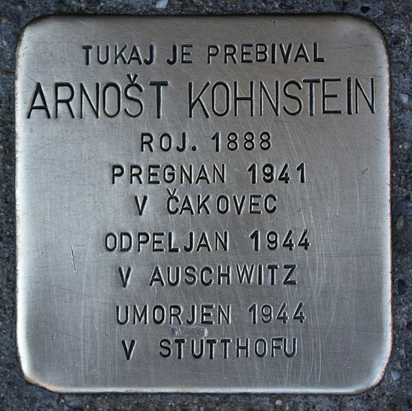 File:Stolperstein für Arnost Kohnstein.JPG