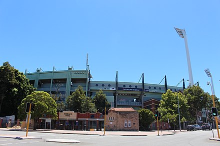 Subiaco Oval entrance from Roberts Road showing the gates that were retained from  demolition