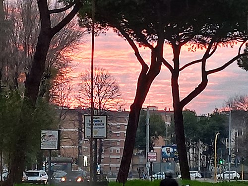 Sunrise in Piazza Dunant,Rome,Italy