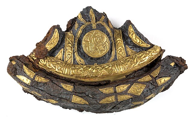 Sword pommel from the Bedale Hoard, inlaid with gold foil.