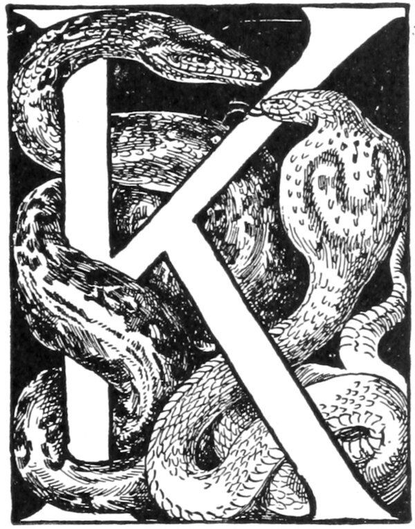 Kaa (left), as illustrated in the 1895 edition of The Two Jungle Books