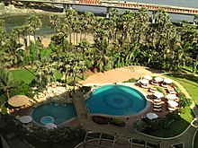 The swimming pool of Taj Lands End that is near Bandra Worli Sea Link in Mumbai Taj Lands End bandra.jpg