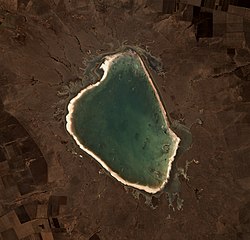 Snímek jezera ze satelitu Sentinel 2 (2020)