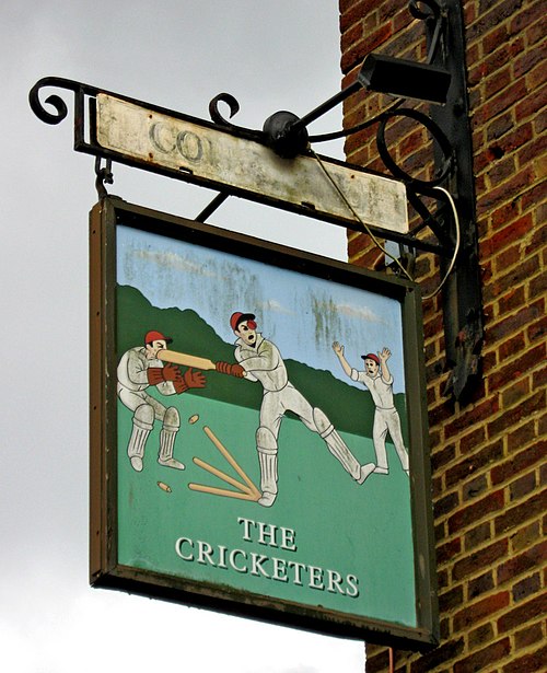 The Cricketers pub sign, Westfield Road - geograph.org.uk - 1758081