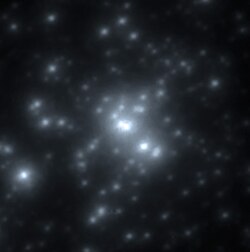 R136b הוא הכוכב הבהיר הממוקם באזור השמאלי-תחתון של התמונה