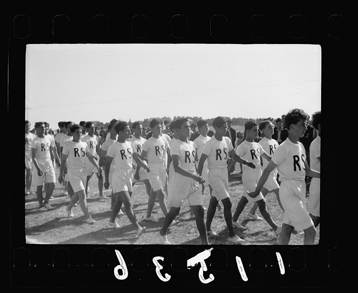 File:Third annual sports meeting of the government schools of the Jerusalem sub-district, on Government Arab College ground (near Government House). Students marching out to the sports LOC matpc.20401.jpg