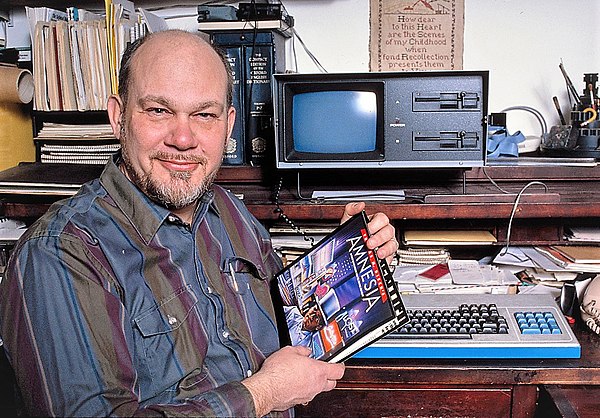 Disch with his computer and Amnesia in 1986 or 1988