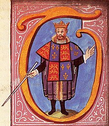 Thomas Hawley, Clarenceux King of Arms, wearing a tabard displaying the Royal arms of England; the manuscripts from his first tour of London are the earliest existing records of an English visitation. Thomas Hawley Clarenceux King of Arms.jpg
