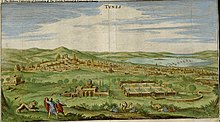 Depiction of Tunis in the middle of the 17th century, the gardens and palace of Bardo are in the foreground Tunis - 1646.jpg