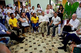 U.S. Special Envoy for the Colombian Peace Process Bernard Aronson Addresses Conflict Victims, Ex- Combatants, and At-Risk Youth Speak About a Job- Training Program at the Escuela Taller in Cartagena (29861922831).jpg