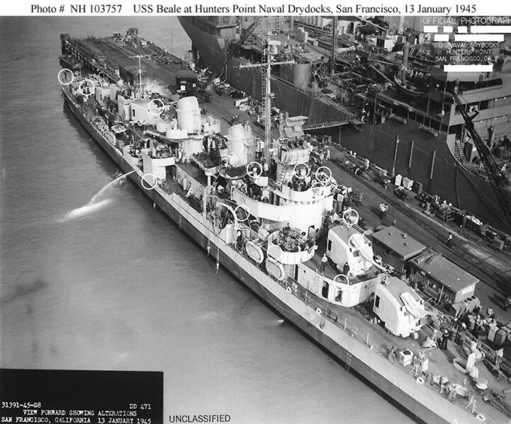 File:USS Beale (DD-471) at the Hunters Point Naval Shipyard, California (USA), on 13 January 1945 (NH 103757).jpg