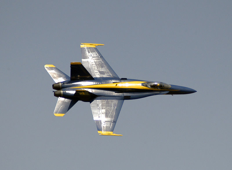 File:US Navy 040514-N-0295M-049 A Blue Angels F-A-18A Hornet makes a pass past the crowd at the 2004 Joint Service Open House.jpg