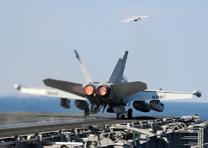 File:US Navy 101021-N-6632S-013 An EA-18G Growler assigned to Electronic Attack Squadron (VAQ) 141 launches from the aircraft carrier USS George H.W. Bu.jpg