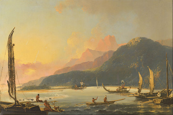 Matavai Bay in Tahiti, depicted in a 1776 painting by William Hodges