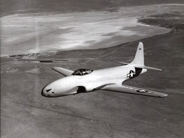 Lockheed XP-80A, AAF Ser. No. 44-83021, Gray Ghost in flight.