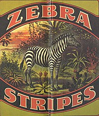 First trademark image of Zebra Stripes awning fabric, issued to Glen Raven Cotton Mills, 1908 Zebra Stripes Glen Raven 1908.jpg