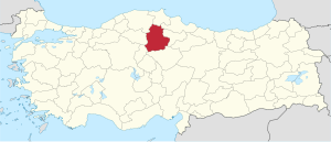 Location of Çorum Province in Turkey