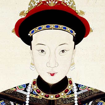 Portrait of Empress Xiaozheyi, also known as the Jiashun Empress and "Lady Arute", who had the approval of Empress Dowager Ci'an but never Cixi's. It is widely speculated that the Empress was pregnant with the Tongzhi Emperor's child and that Cixi orchestrated the empress's demise.