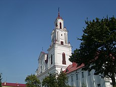 Zwieńczenie wieży kościoła bernardynów w Grodnie
