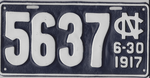 1917 North Carolina license plate 5637.png