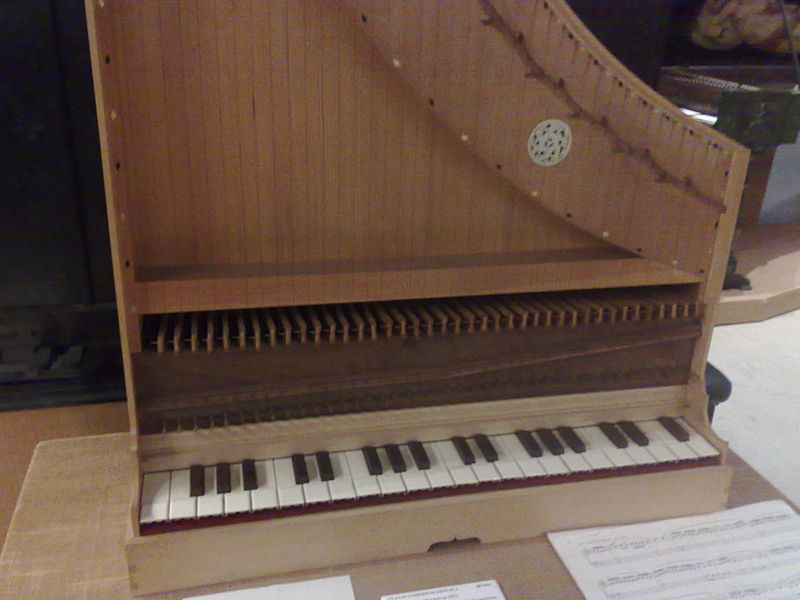 File:1973 replica of clavicytherium (c.1480s) detail, Royal College of Music Museum of Music.jpg