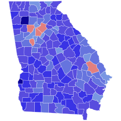 1982 Georgia gubernatorial election results map by county.svg