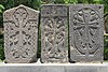 Three ''khachkars'' (cross- stones) in the courtyard in front of the Theological Seminary, Vagharshapat