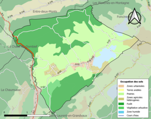 Barevná mapa znázorňující využití půdy.