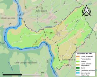 Barevná mapa znázorňující využití půdy.