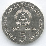 5 Mark DDR 1986 - 175. Todestag von Heinrich von Kleist - Wertseite.JPG