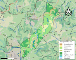 Carte des infrastructures et de l'occupation des sols de la commune en 2018 (CLC).