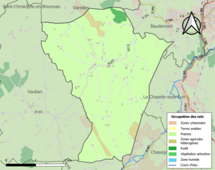 Kolorowa mapa przedstawiająca użytkowanie gruntów.