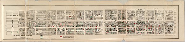 карта 7-го прихода Филадельфии, 1899 г., из Филадельфии Негро, автор В. Э. Б. Дюбуа