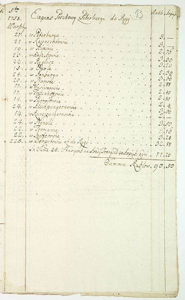 File:AGAD Rachunki podrozy Warszawa-Petersburg 1758 13.jpg